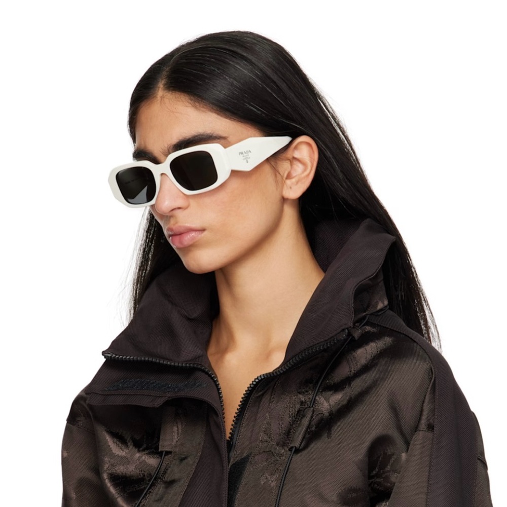 Prada Eyewear - White Rectangular Sunglasses